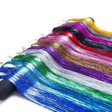 Hair Tinsel Kit, 12 Colors Tinsel Hair Extensions With Tools, Glitter Fairy Hair Sparkingly Hairpiece For Party Halloween Christmas New Year - Multicolor - View 3