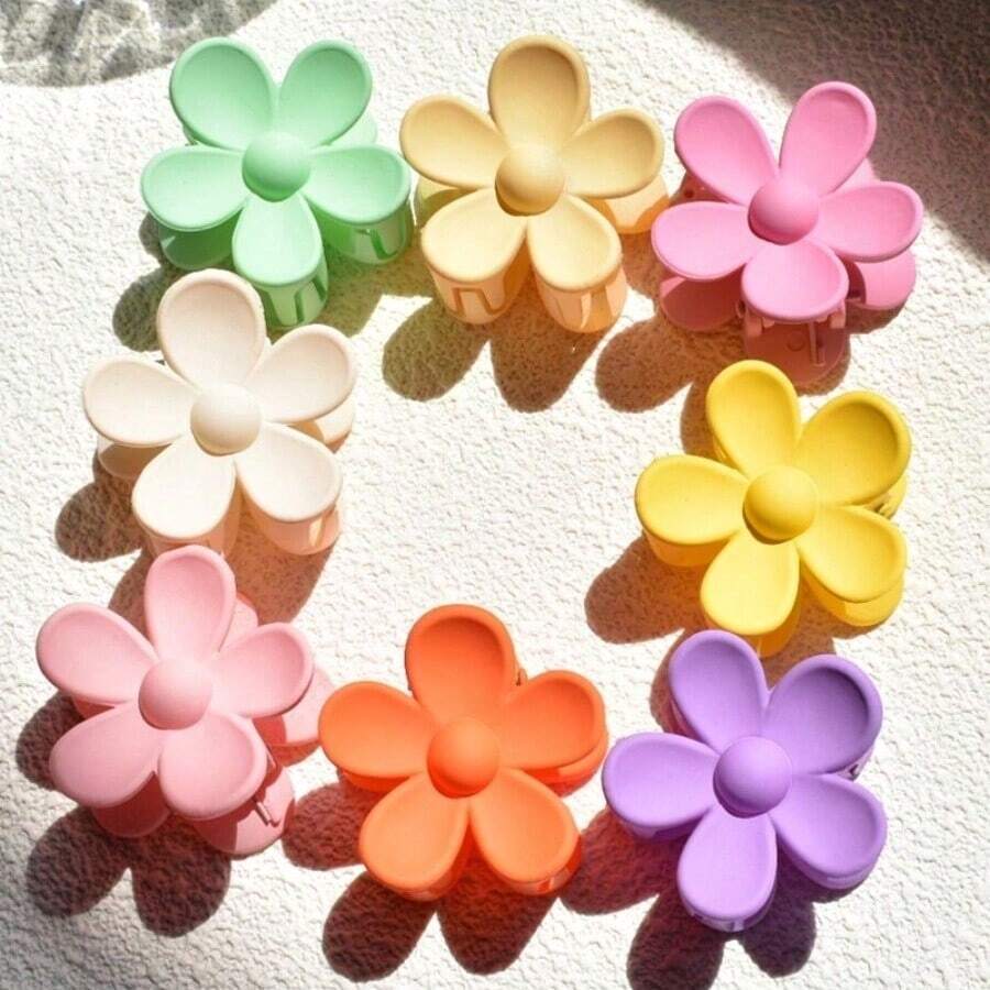 8pcs/Set Women's Small Neutral-Colored Flower Hair Claws Cute Casual