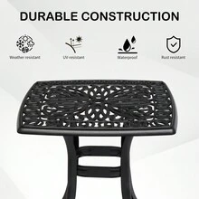 Outdoorr Cast Aluminum Square Table, End Table Side Table For Paio Backyard Pool, Cast Aluminum Cocktail Table, Outdoor Bar Table, Black - màu đen - Xem 8