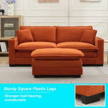 82.7" Cloud Couch Sectional Sofa, Modern 3 Seat L Shaped Couch With Ottoman & Cup Holder & USB Ports, Upholstered Corduroy Couch Comfy Couches For Living Room, Apartment - 橘色 - 查看 6