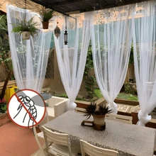 1/2/4pcs Outdoor White Sheer Mosquito Net Curtains, Transparent Voile Curtain Rod Pocket Breathable, Height Adjustable, Fit For Gazebo, Patio, Cabin, Backyard, Porch, Garden, Pergola, Balcony And Corridor - White - View 3