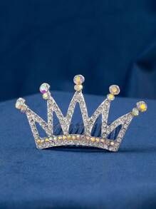 Rhinestone Crown Decor Ghim tóc - Bạc - Xem 1