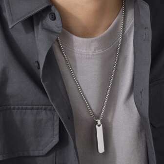 1pc Men's Rectangular Geometric Necklace