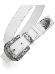 CHAOREN 1pcs Womens Western Belt - 1.1" CR Cowboy Belt Leather Belt Women - Country Belts For Women Waist Belt For Women Fashion - White - View 3