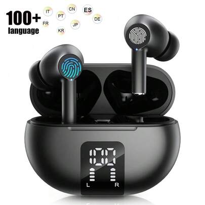 Language Translator Earphones Real Time, 2-Way Translation Earbuds In 150 Languages, Portable Translation Headset With APP For Music And Calling, For IOS & Android