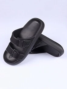 女式厚底可調節EVA涼鞋，情侶戶外/室內時尚鞋 - 黑色 - 查看 5