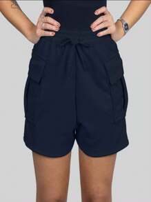 Shorts Bermuda Cargo Moletinho High Waist Super Model 2024 - 黑色 - 查看 3