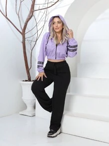 Women's Neon Windbreaker Jacket Coat Tactel Hat Promotion - Purple - View 2