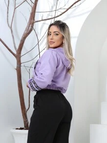 Women's Neon Windbreaker Jacket Coat Tactel Hat Promotion - Purple - View 6