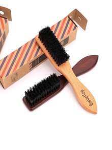 Cepillo para barba de peluquería para hombres, mango de madera, cepillo suave para limpieza del cabello, quita pelo roto, peine, cepillo para el cuello, herramientas de peluquería - Multicolor - Ver 1