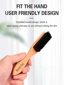 Cepillo para barba de peluquería para hombres, mango de madera, cepillo suave para limpieza del cabello, quita pelo roto, peine, cepillo para el cuello, herramientas de peluquería - Multicolor - Ver 2
