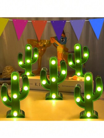 Lámpara con forma de cactus, mini luz, decoración navideña, luz LED brillante pequeña para decoración de fiesta de cumpleaños, funciona con pilas, pilas incluidas