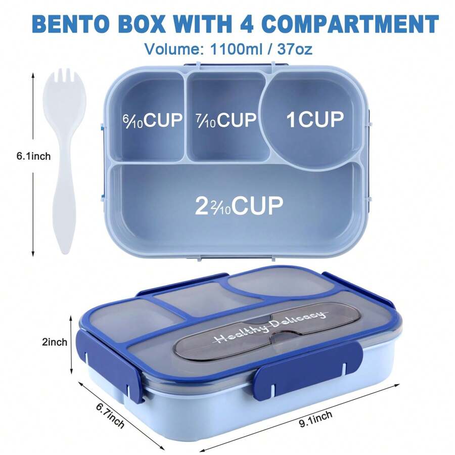 Boîte à Bento Isotherme à Compartiments En Acier Inoxydable Double Couche Ideale Pour Les Etudiants Bleue 92015565