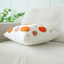 1pc Pumpkin Embroidery Halloween Decorative Throw Pillow Case, Thanksgiving Cushion Cover For Autumn - White - View 8
