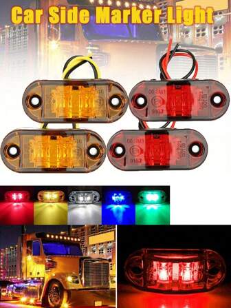 4pcs Truck LED Side Marker Lights 2LED Turn Signal Lights Yellow Blue White Green Red Car Warning Lights Tail Lights ﻿
