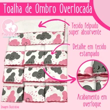 MeF Mae e Filho Kit With 10 Terry Baby Shoulder Towels With Detail In 100% Cotton Printed Fabric - 粉紅月光 - 查看 3