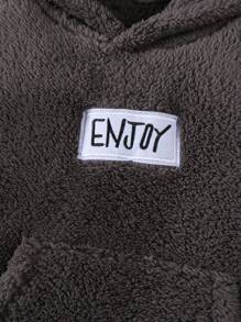 Áo nỉ ấm áp có mũ trùm đầu bằng lông cừu hai mặt màu xám cho bé trai - Xám - Xem 4