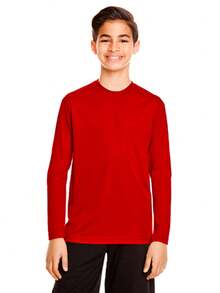 Basic Children's T-Shirt Long Sleeve Teen Unisex Slim Fitness - 紅色 - 查看 1