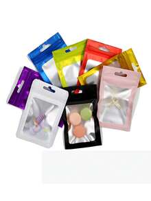 50 piezas/set Bolsa autosellante, bolsa de película de poliéster a prueba de olores, bolsa de plástico autosellable y resellable, bolsa sellada para joyas, bolsa de regalo, bolsa sellada, bolsa de papel de aluminio