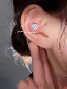 1 对经典欧式圆形四爪锆石耳钉，男女通用简约日常佩戴，睡觉时无需取下 - 星星 - 查看 18
