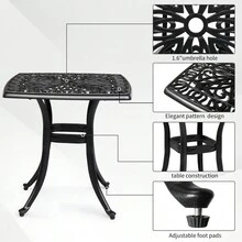 Outdoorr Cast Aluminum Square Table, End Table Side Table For Paio Backyard Pool, Cast Aluminum Cocktail Table, Outdoor Bar Table, Black - màu đen - Xem 9