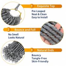 Goddess Locs Móc Tóc 1/6 Gói 16/20 Inch Thẳng Giả Locs Móc Tóc Cho, Móc Tóc Xoăn Vòng Trước Mềm Giả Locs Phần Mở Rộng Tóc Bện Tổng Hợp (16/20 Inch, 1/6 Gói, Tgray#) - Màu nâu ombre - Xem 3