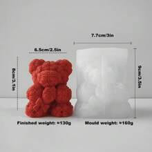 1 Peça Molde de Silicone em Formato de Urso, Molde Artesanal DIY para Fazer Velas, Decoração de Feriados, Acessório para Casa