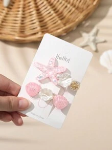 2pcs Bohemian Shell & Starfish Shaped Hair Clips For Daily And Beach Vacation Use - Multicolor - View 13