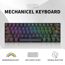 Zifriend H61K Wired Mechanical Keyboard Blue Red Brown Switch 61 Keys 60% Small Gaming Keyboard - Black - View 8