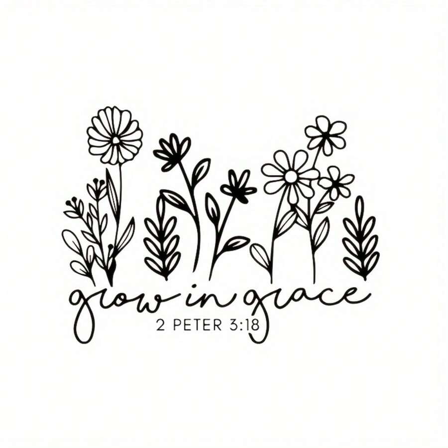 熨烫花朵转印贴纸 黑色涤纶补丁 用于 DIY 服装 T 恤牛仔裤背包装饰，可洗植物热转印贴花 - 1 件装 2 Peter 3:18 - 彩色 - 查看 1