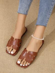 Women Cut Out Slide Sandals, Elegant Summer Flat Sandals