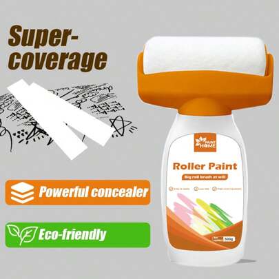 1PC,500g, Wall Roller Brush, Repair Paint, Water-Based Odorless Latex Paint, Graffiti Cover, Wall Roller Paint