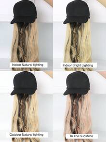 Mũ bóng chày có phần mở rộng tóc cho phụ nữ Mũ có thể điều chỉnh với bộ tóc giả tổng hợp kèm theo Tóc gợn sóng dài 24 inch Mũ bóng chày Sandy Blonde & Bleach Blonde - Làm nổi bật tóc vàng - Xem 7