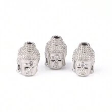 3 pezzi di perline in metallo a forma di cuore e teschio con zirconi micro pavé per la realizzazione fai da te di braccialetti, collane e accessori gioielleria