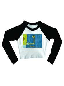 Cropped Raglan Winter Feminino Tumblr Blogger  Check It Out Gym Feminino Long Sleeve - 黑與白 - 查看 1