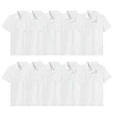 Young Boy 10-Pack School Uniform Tagless Polo Shirts - White - View 1