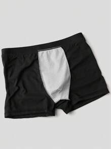 Men's Black Simple & Fashionable Letter Printed Elastic Briefs - Black - View 4