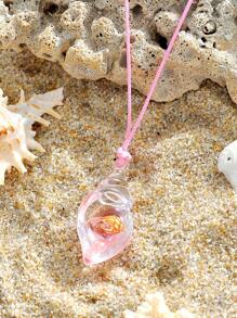 1pc Ocean Theme Colorful Fantasy Glow In The Dark Shell Pendant On Adjustable Wax Cord Necklace, Gift - Multicolor - View 8