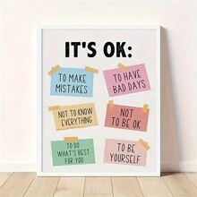 1 张帆布海报，积极肯定墙壁艺术印刷品没关系，除非你停止尝试，否则你只会失败，适用于教室游戏室家庭学校装饰，现代艺术家居装饰 - 彩色 - 查看 5