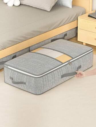 1PC 灰色大容量床底可见收纳袋，被子收纳袋，玩具收纳袋，双向拉链，透明窗口，精选面料，耐磨，适用于仓库存储或家庭垃圾存储和整理收纳袋，内衣抽屉收纳袋，学校收纳袋，教师收纳袋装饰品装饰节日装饰房间装饰家居装饰卧室装饰卧室，收纳袋，收纳袋，家居收纳，白色T恤女，黑色裤子女，女士冬装，连衣裙，女士冬装，优雅女装，女士白衬衫，长袖，女士白色连体裤，女士春装，女士春装，春季，春装，极简主义，夏季上衣