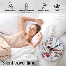 1 Đồng hồ treo tường trang trí bằng gỗ cổ điển có thiết kế họa tiết ấm trà và tách trà, Đồng hồ thạch anh im lặng cho phòng khách, phòng ngủ, nhà bếp, văn phòng, quà tặng sinh nhật, Kích thước 10/12/14/16 inch (Không bao gồm pin, Không phải gỗ nguyên khối), Trang trí nhà cửa, Trang trí phòng - nhiều màu - Xem 7