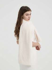 1件纯米色人造毛皮新娘披肩，冬季人造毛皮外套 - A - 查看 9