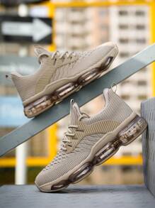 Men's Air Running Shoes Breathable Tennis Basketball Sneakers Gym Training Comfortable Fashion Walking Sport Shoes White - 卡其色 - 查看 3