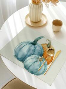 4pcs/Set Pumpkin Print Placemats, Polyester Fiber Modern Style Kitchen Dining Table Decor Cloth Placemats - Multicolor - View 10