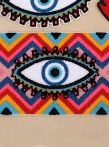 1 件眼睛设计刺绣补丁、DIY 刺绣贴纸、缝纫用品 - 彩色 - 查看 4