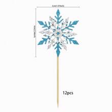 12pcs Christmas Snowflake Cupcake Toppers Winter Frozen Theme Snowflake Gender Reveal Cupcake Pick Decorations For Winter Snowflake Christmas Party Decorations Cupcake Picks Birthday Party Christmas Cake Decorations Supplies,Christmas - Multicolor - View 11