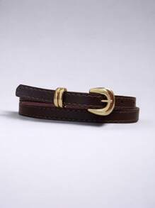 Thin Women's Belt Width 1CM - 鏽棕色 - 查看 1