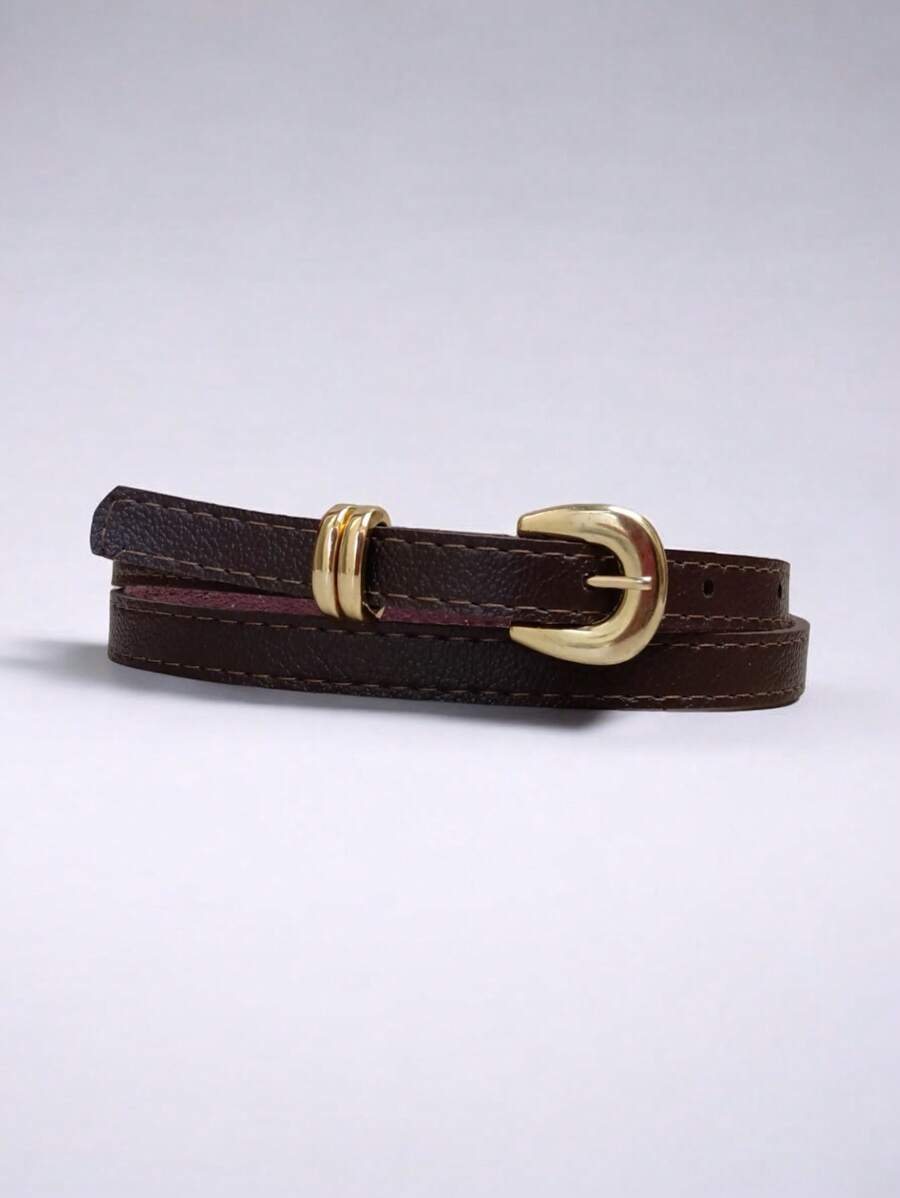 Thin Women's Belt Width 1CM - 鏽棕色 - 查看 1