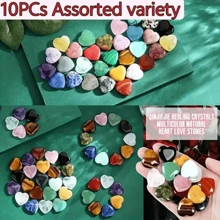 1/5/10 piezas de Cristales con forma de corazón - Gemas naturales pulidas para Reiki, meditación y equilibrio energético - Surtido de cuarzo rosa y amatista adecuado para múltiples escenarios como iluminación espiritual, oración, regalos, regalos de cumpleaños, accesorios decorativos, etc., Navidad