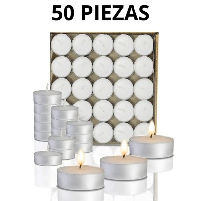 50 Piezas velas de té, velas flotantes para fiestas, duración de 4 horas